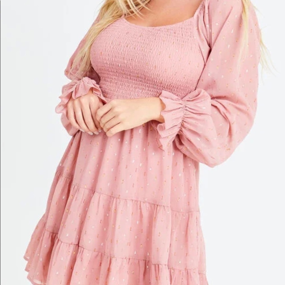 Altard state long sleeve Oisin smocked ruffle dress